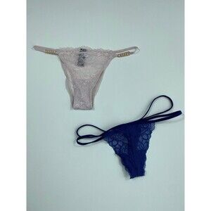 Victoria’s Secret Lace Panty Bundle/ Pink Brazilian/ Blue Thong/ Small